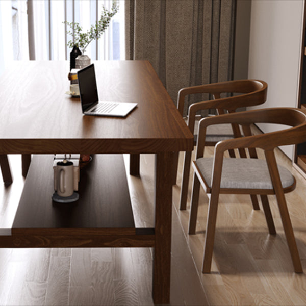 Contemporary Solid Wood Furniture 1/2/5 Pcs Dining Furniture Set in Brown