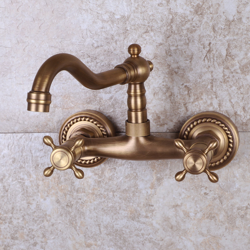 Brass Wide Spread Bathroom Faucet Industrial Lever Lavatory Faucet