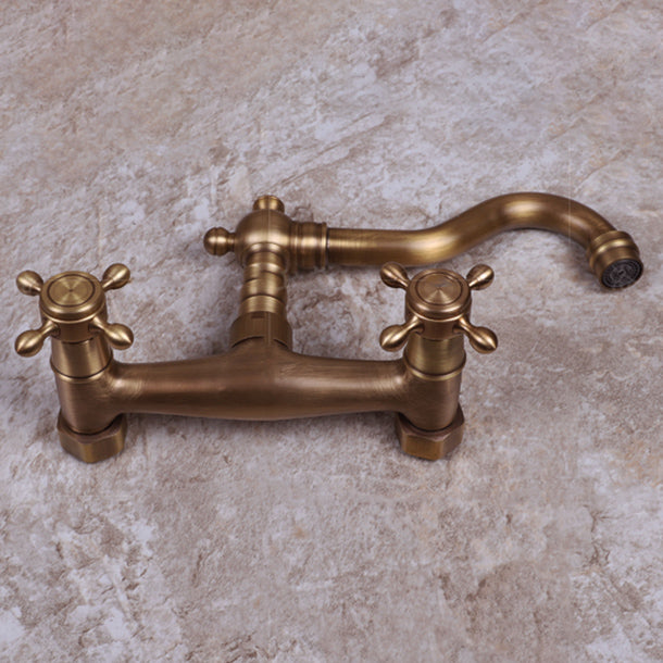 Brass Wide Spread Bathroom Faucet Industrial Lever Lavatory Faucet