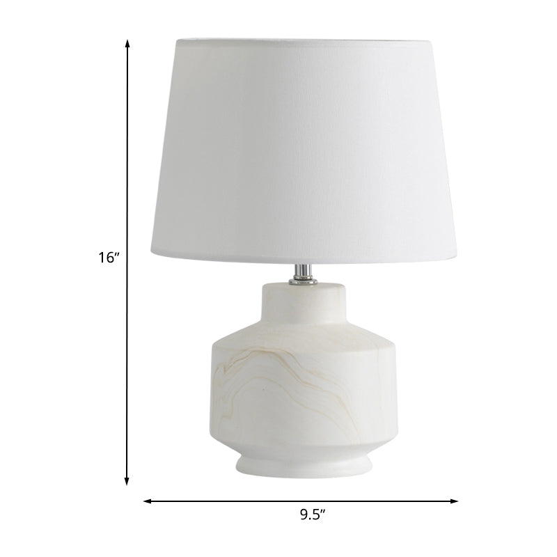 Conical Fabric Night Lighting Simplicity 1 Head White Finish Table Lamp with Ceramic Base