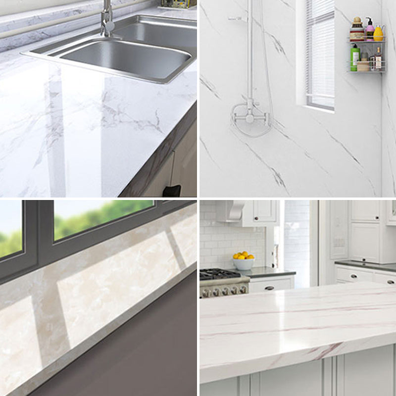 Marbling Scratch Resistant Tile PVC Singular Peel & Stick Tile for Bathroom Backsplash