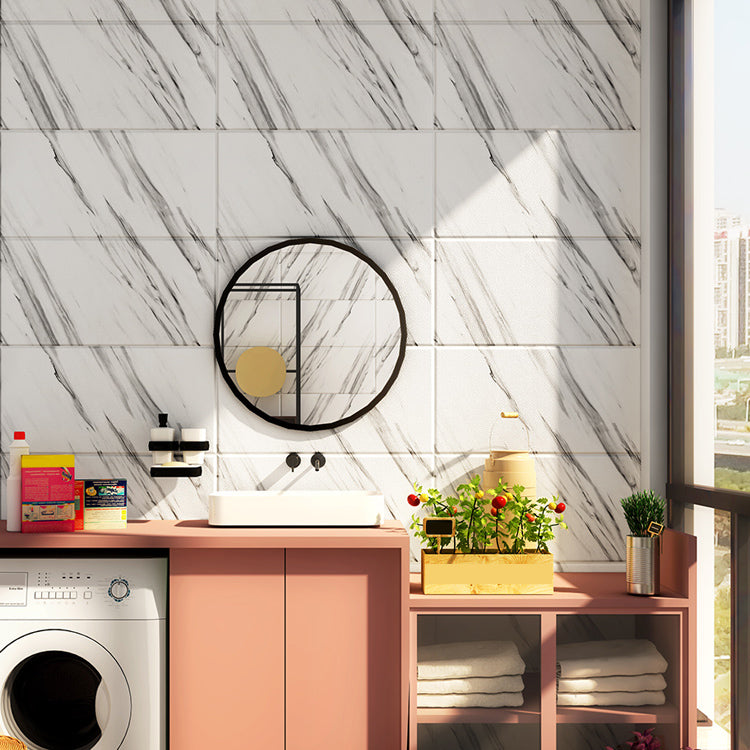 Marbling Scratch Resistant Tile PVC Singular Peel & Stick Tile for Backsplash Wall