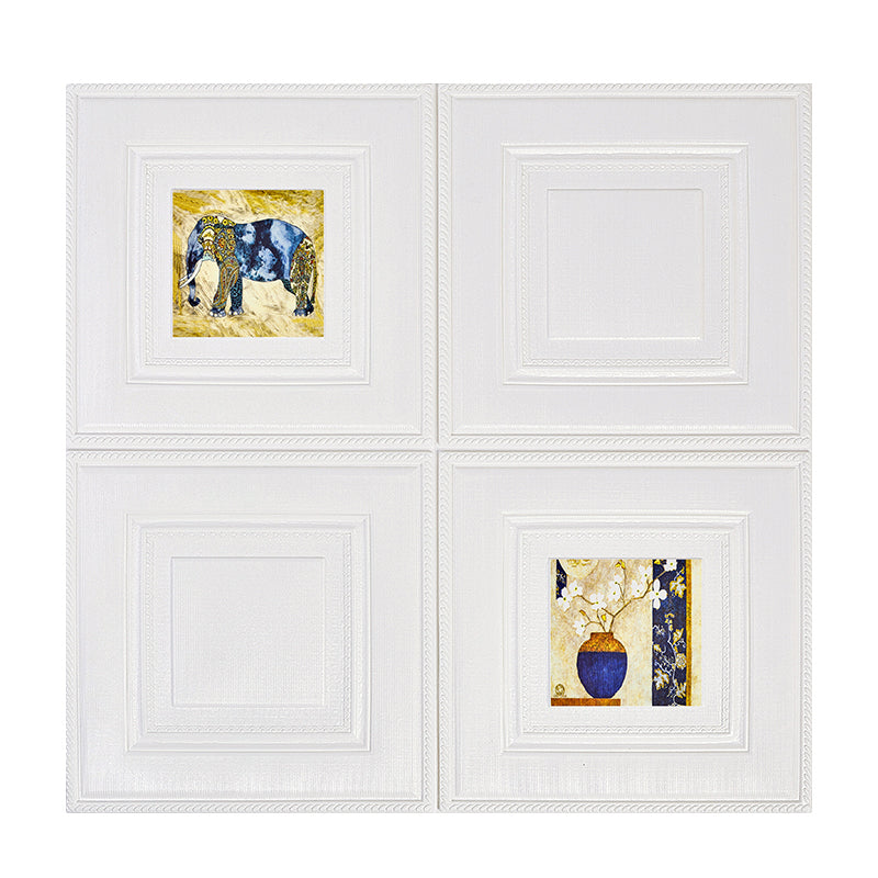 Modern Wall Panel Cartoon Print Peel and Stick Waterproof Wall Paneling