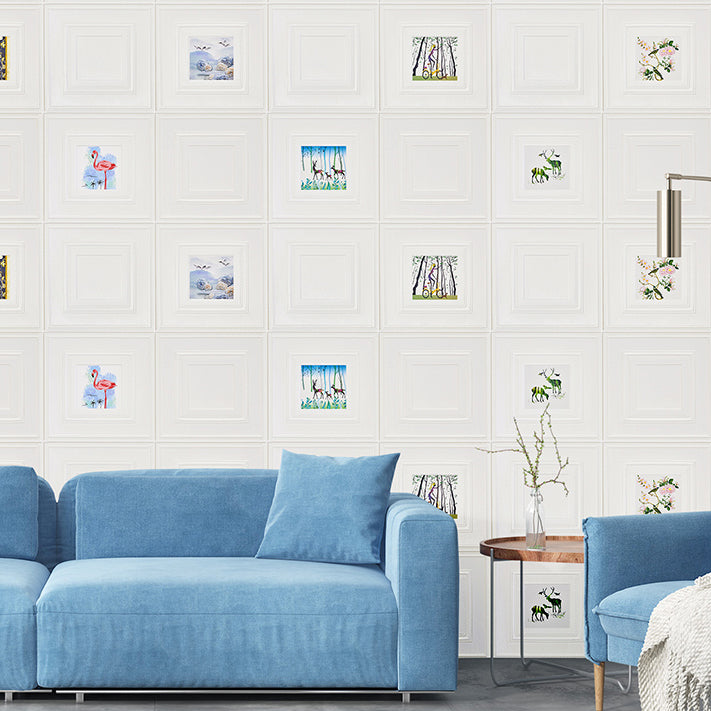 Modern Wall Panel Cartoon Print Peel and Stick Waterproof Wall Paneling