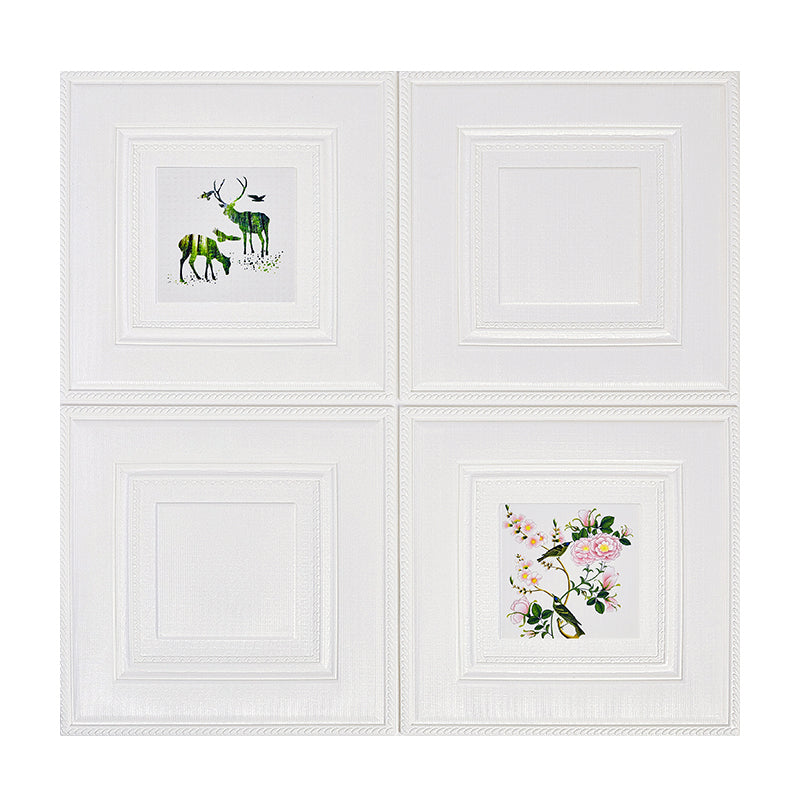 Modern Wall Panel Cartoon Print Peel and Stick Waterproof Wall Paneling