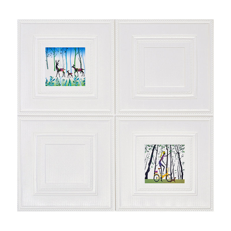 Modern Wall Panel Cartoon Print Peel and Stick Waterproof Wall Paneling