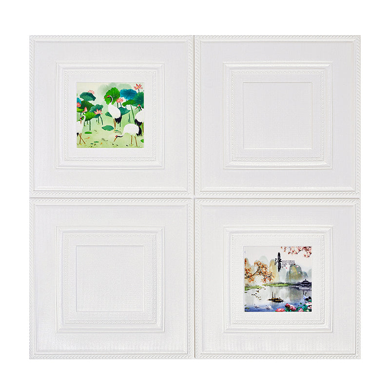 Modern Wall Panel Cartoon Print Peel and Stick Waterproof Wall Paneling