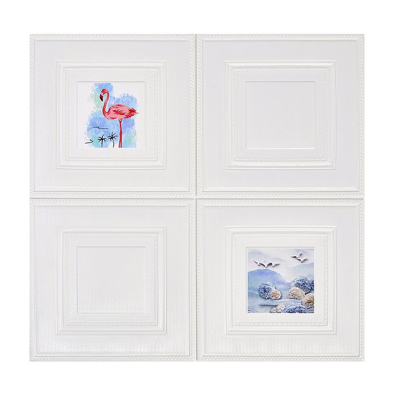 Modern Wall Panel Cartoon Print Peel and Stick Waterproof Wall Paneling