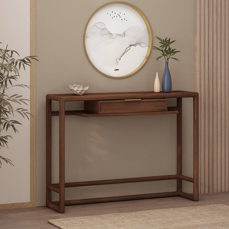 1 Drawer Console Table Solid Wood 34.65-inch Tall Accent Table