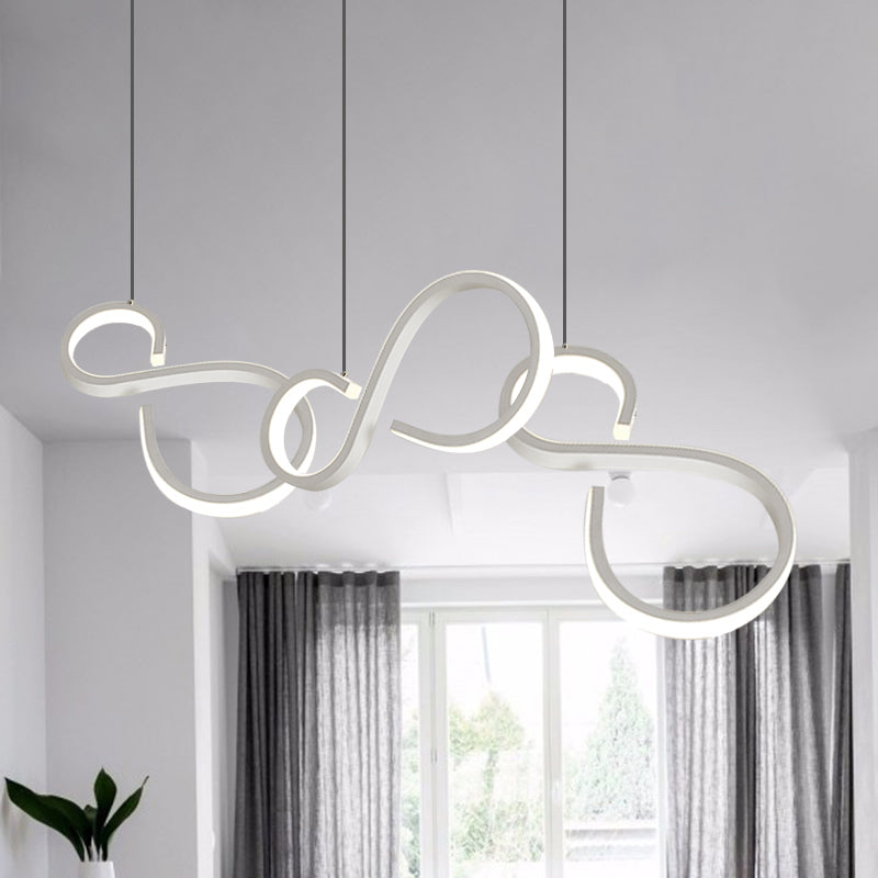 Éclairage pendentif acrylique torsadé simplicité de 31,5 "/ 43" LED LED LEMPORT PLACE PLADIER PLADIER EN BLANC