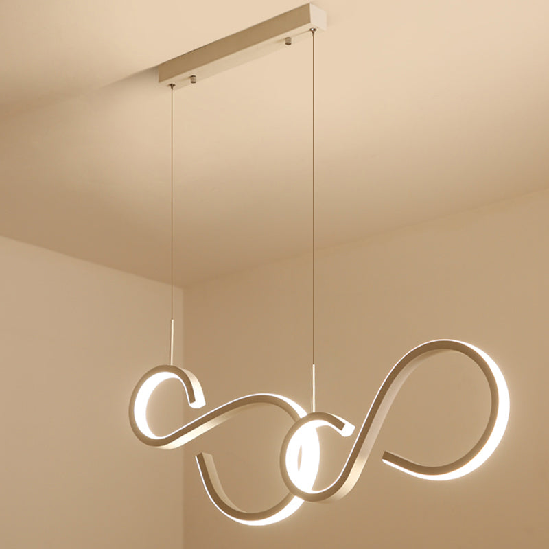 Éclairage pendentif acrylique torsadé simplicité de 31,5 "/ 43" LED LED LEMPORT PLACE PLADIER PLADIER EN BLANC
