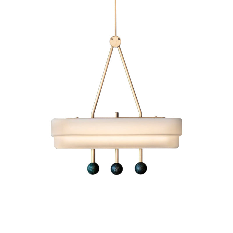 Opal Glass Linear Pendant Lighting Ayémorrage LED nordique Kit de lampe suspendue en blanc pour salle à manger, blanc / chaud