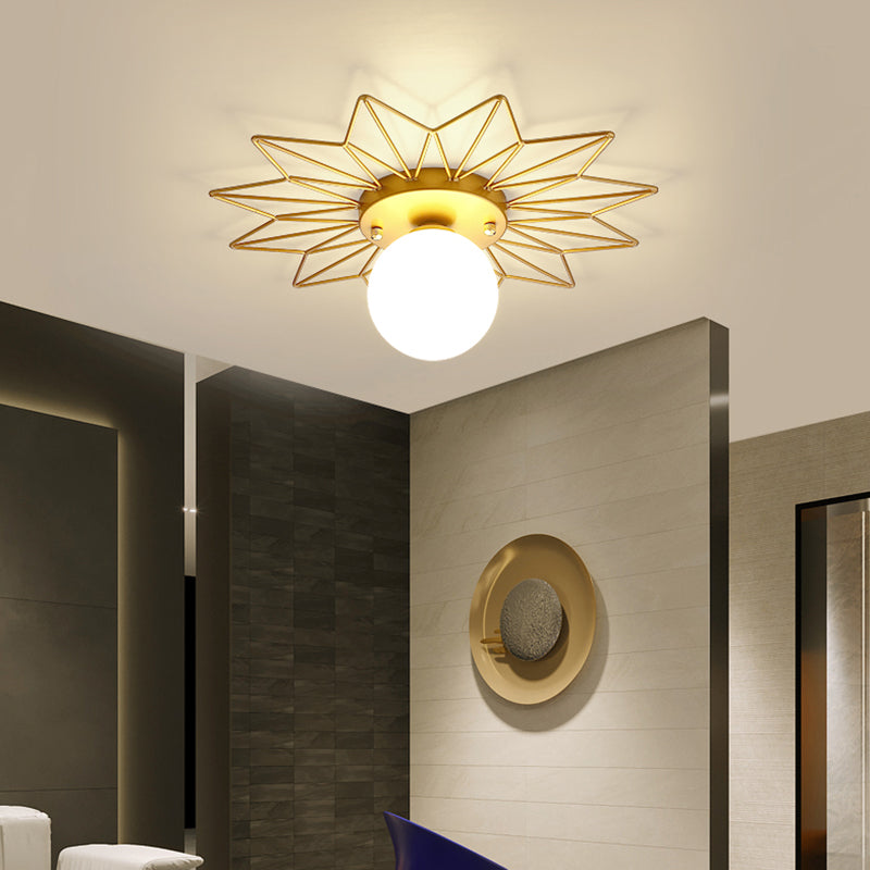 Industrial Ceiling Light Creative Flush Mount Ceiling Light Fixture with Glass Shade