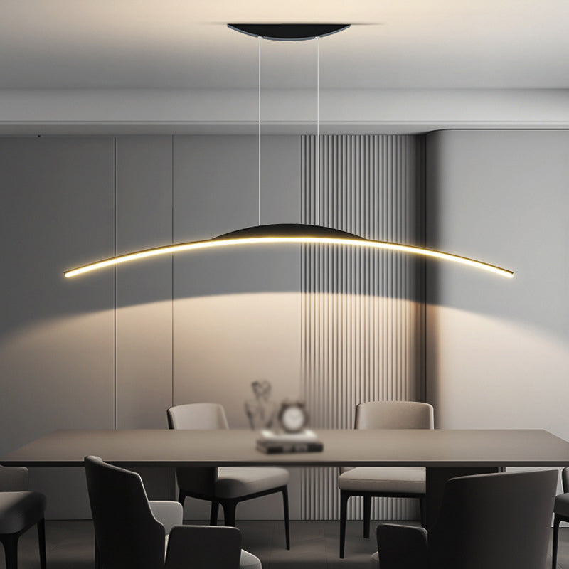 Linear Shape Metal Island Chandelier Modern Style 1-Light Island Ceiling Light