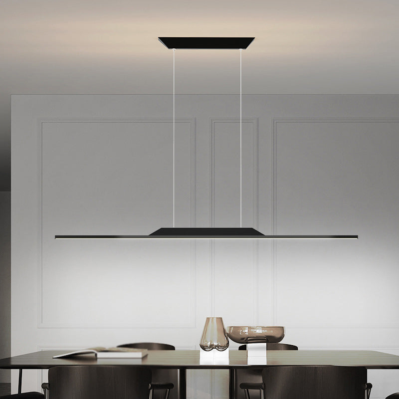 Linear Shape Metal Island Chandelier Modern Style 1-Light Island Ceiling Light