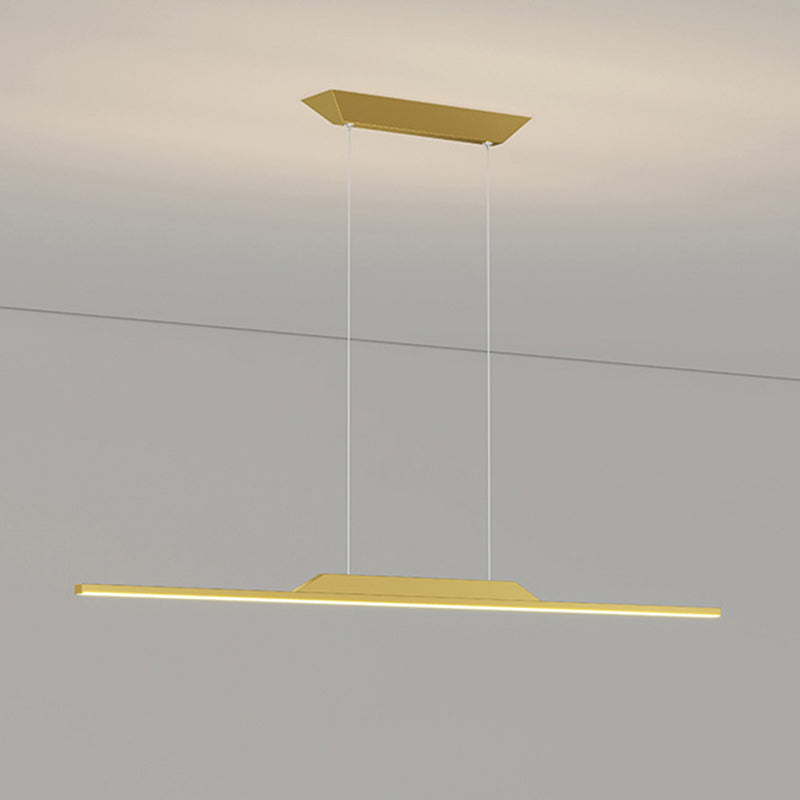 Linear Shape Metal Island Chandelier Modern Style 1-Light Island Ceiling Light