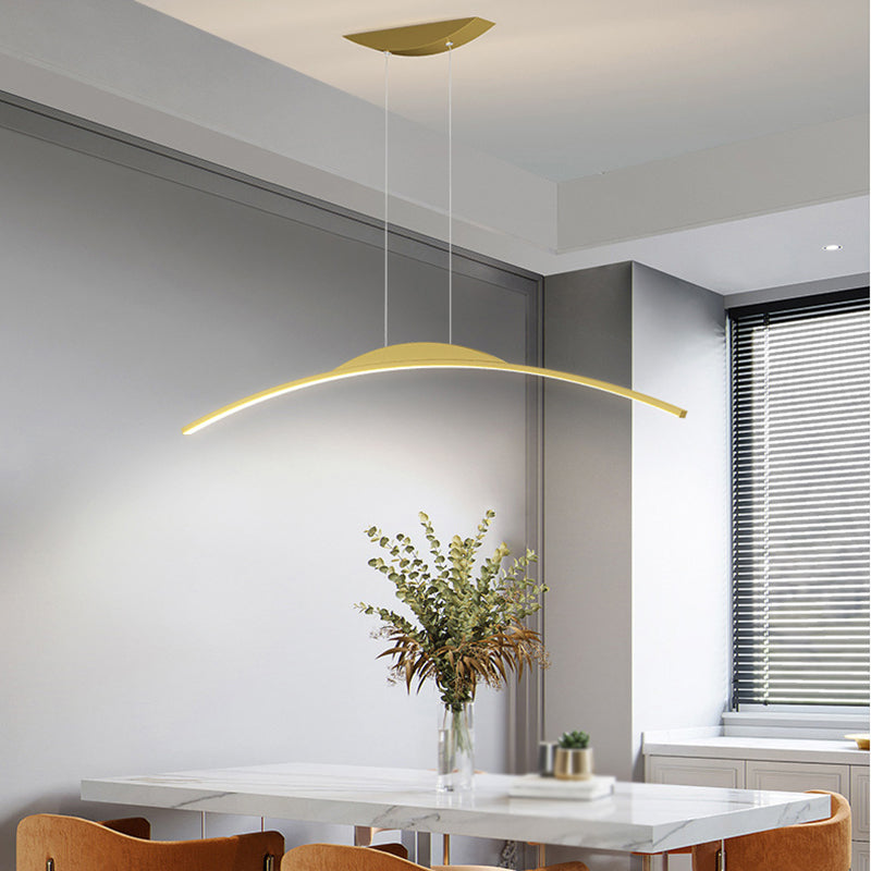 Linear Shape Metal Island Chandelier Modern Style 1-Light Island Ceiling Light