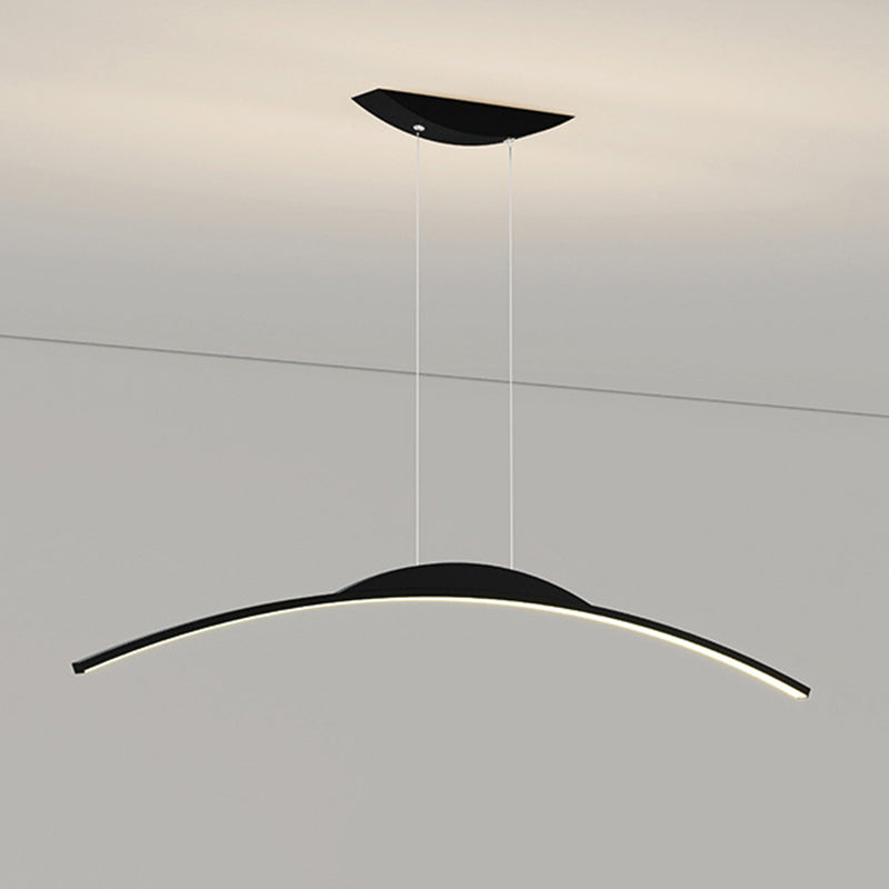Linear Shape Metal Island Chandelier Modern Style 1-Light Island Ceiling Light