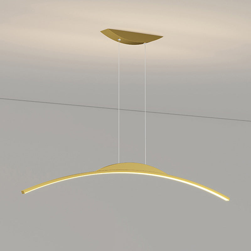 Linear Shape Metal Island Chandelier Modern Style 1-Light Island Ceiling Light