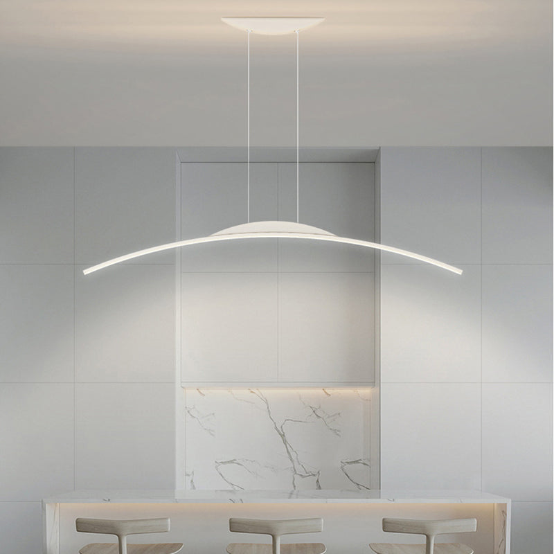 Linear Shape Metal Island Chandelier Modern Style 1-Light Island Ceiling Light