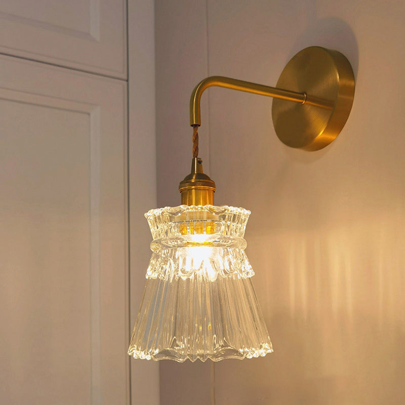 Modern Wall Light Fixture Geometric Wall Light Sconce with Glass Shade for Bedroom