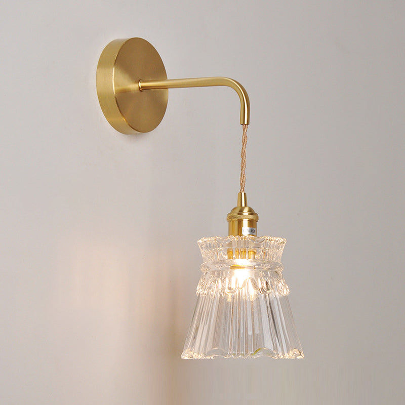 Modern Wall Light Fixture Geometric Wall Light Sconce with Glass Shade for Bedroom