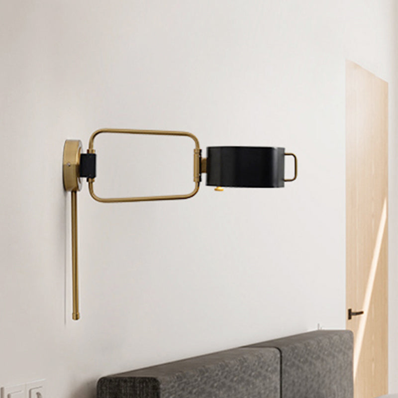 Drum Wall Sconce Lighting Contemporary Acrylic LED Black Finish Wall Light Fixture for Bedroom