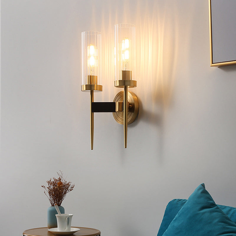 American Style Vanity Light Cylinder Shape Vanity Lamp with Glass Shade for Shower Room