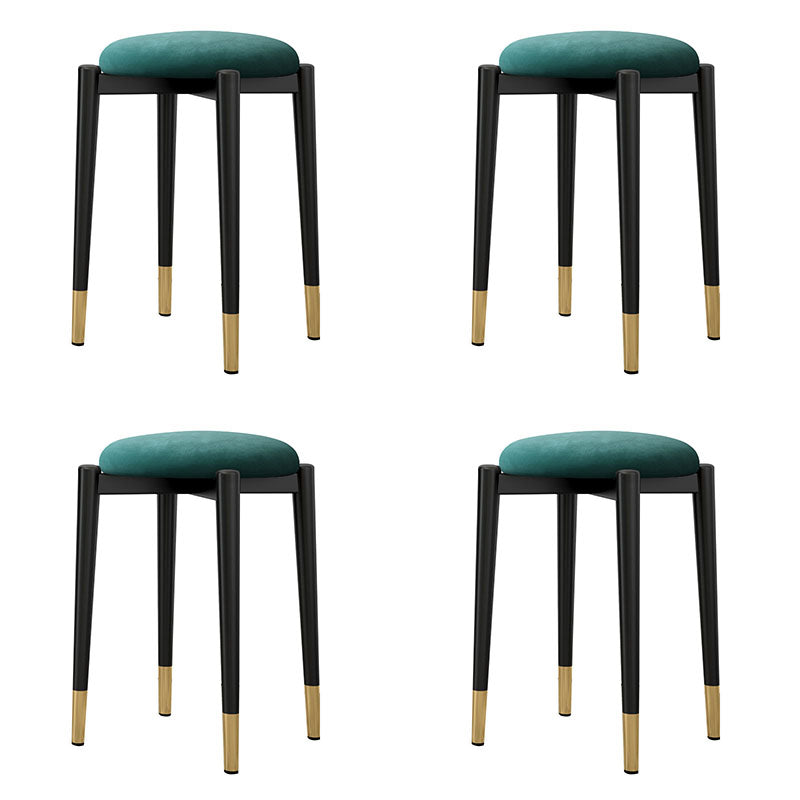 Luxury Ottoman Velvet Tear Resistant Metal Legs Solid Color Round Ottoman