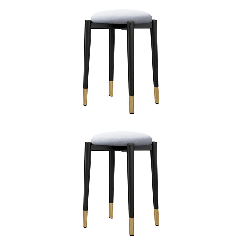 Luxury Ottoman Velvet Tear Resistant Metal Legs Solid Color Round Ottoman