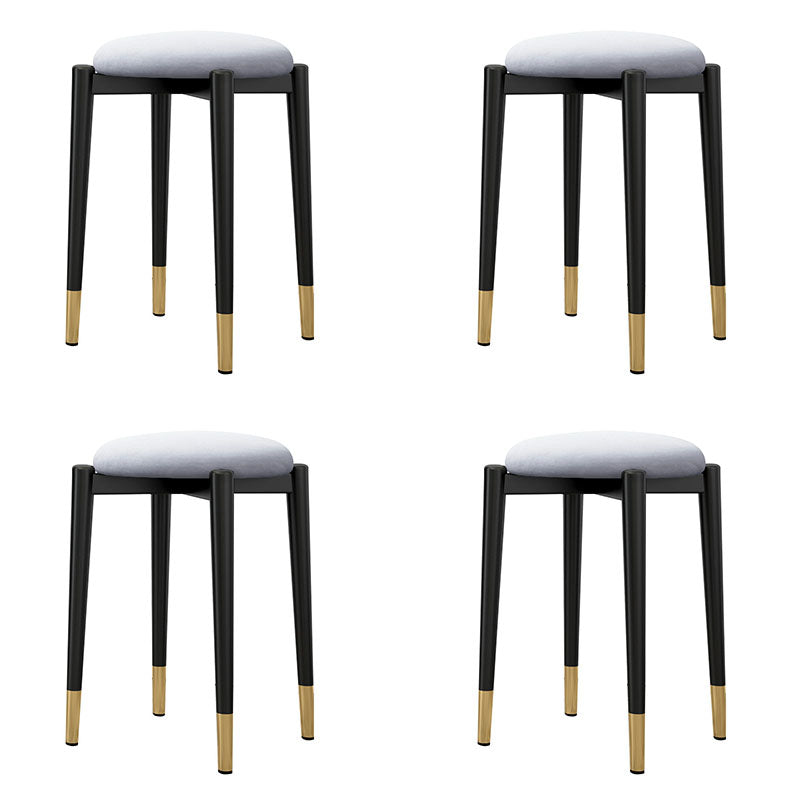 Luxury Ottoman Velvet Tear Resistant Metal Legs Solid Color Round Ottoman