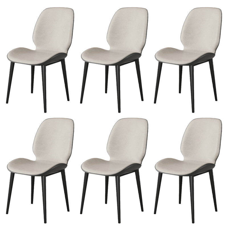 Nordic Style Parsons Dining Chairs Fabric and Faux Leather Chair