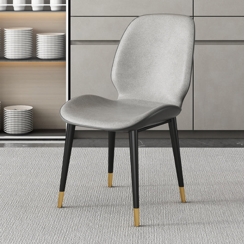 Nordic Style Parsons Dining Chairs Fabric and Faux Leather Chair