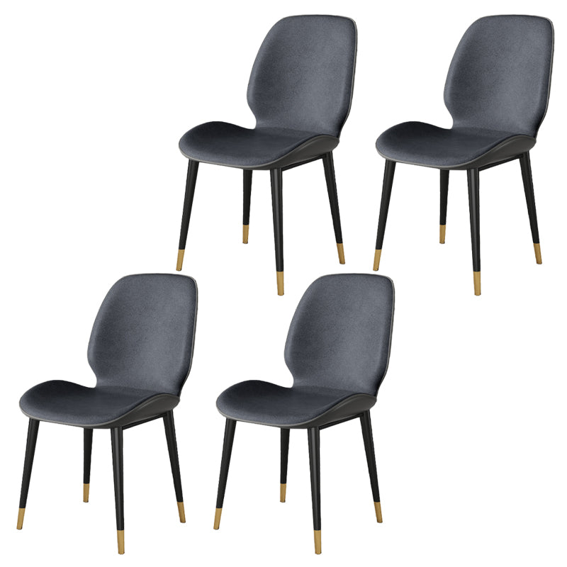 Nordic Style Parsons Dining Chairs Fabric and Faux Leather Chair