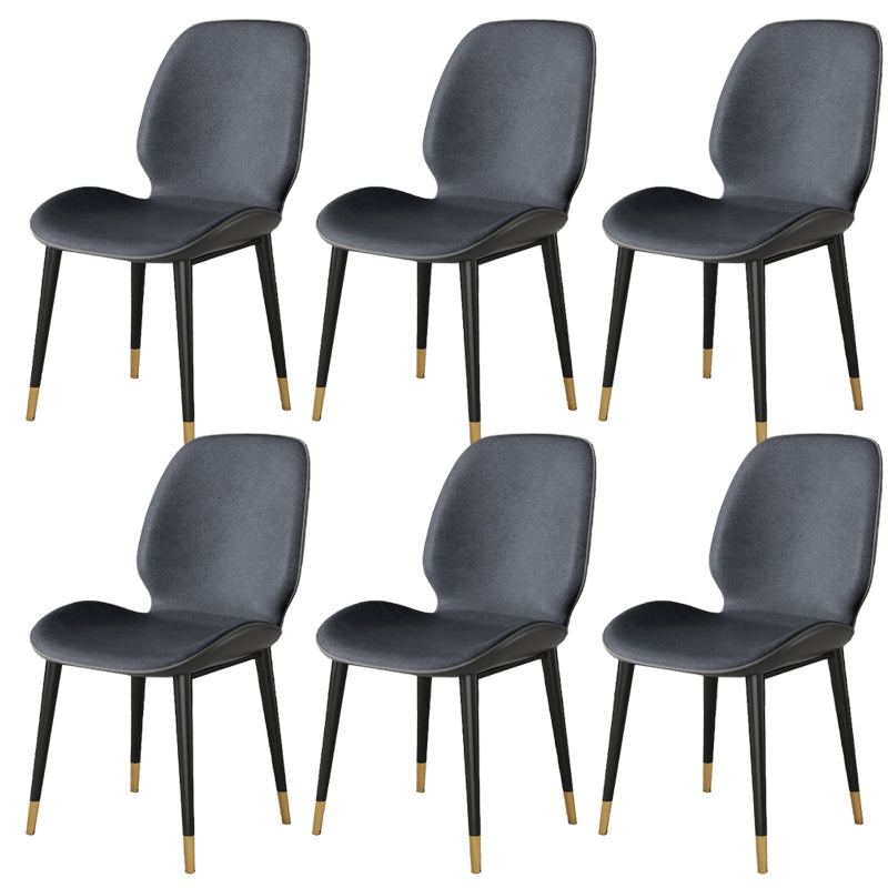Nordic Style Parsons Dining Chairs Fabric and Faux Leather Chair