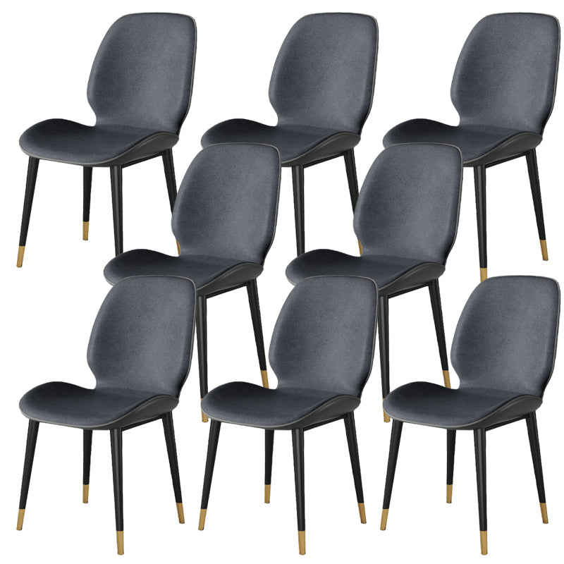 Nordic Style Parsons Dining Chairs Fabric and Faux Leather Chair