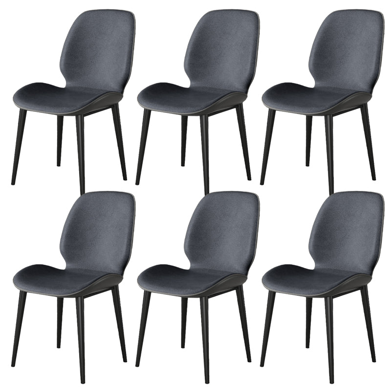 Nordic Style Parsons Dining Chairs Fabric and Faux Leather Chair