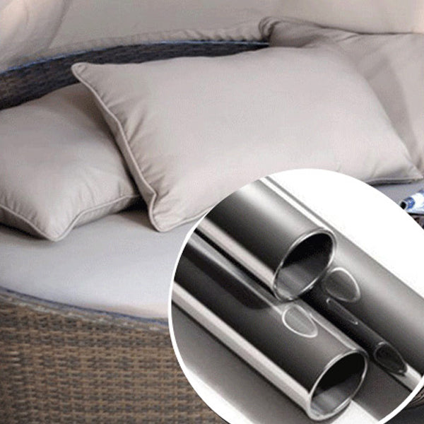 Round Cushion Patio Daybed Water Resistant Outdoor Sofa with Canopy