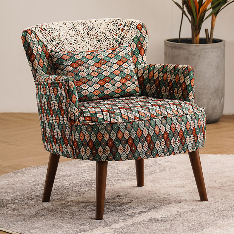 Fabric Wooden Lounge Chair Arms Included Side Chair for Living Room