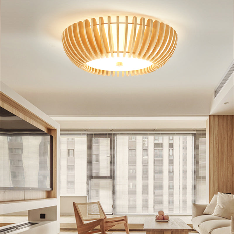 Nordic Ceiling Light Fixture Wooden LED Flush Mount for Living Room