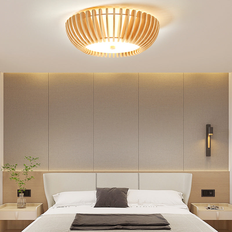 Nordic Ceiling Light Fixture Wooden LED Flush Mount for Living Room