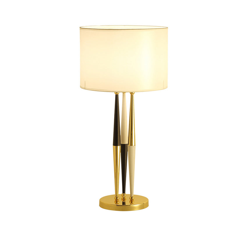 1 Bulb Living Room Table Light Contemporary White Desk Lamp with Drum Fabric Shade