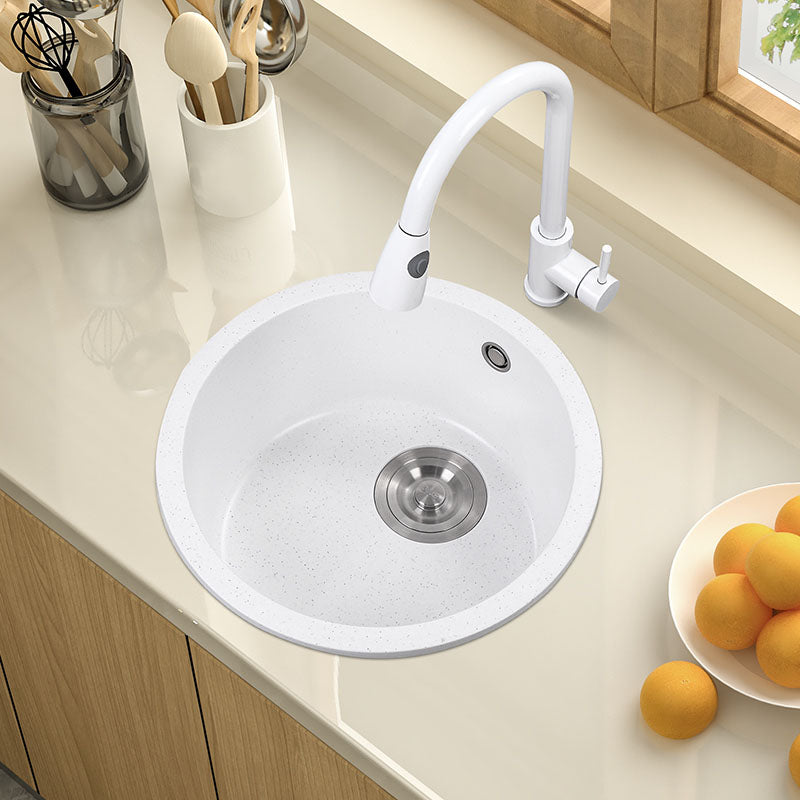 Quartz Kitchen Bar Sink Modern Round Shape Kitchen Bar Sink with Drain Assembly