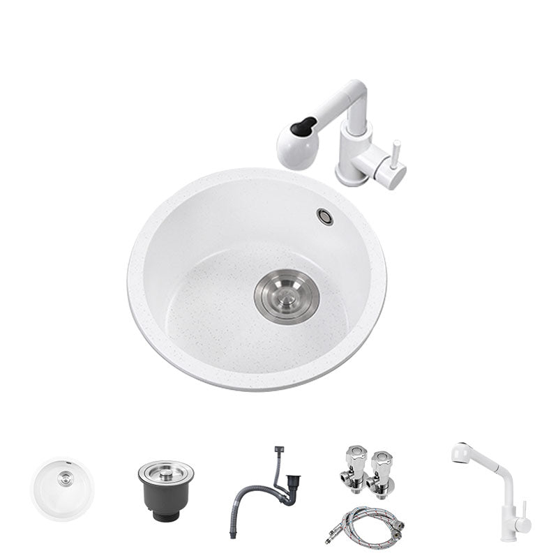 Quartz Kitchen Bar Sink Modern Round Shape Kitchen Bar Sink with Drain Assembly