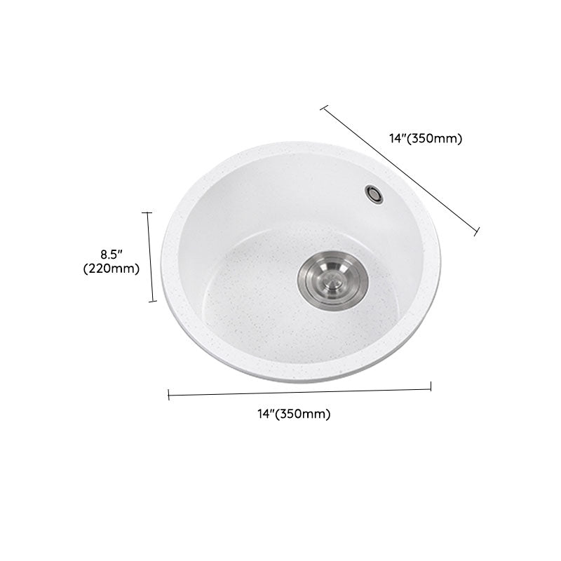 Quartz Kitchen Bar Sink Modern Round Shape Kitchen Bar Sink with Drain Assembly