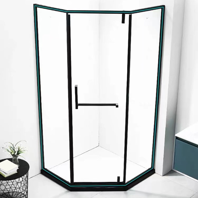 Transparent Pivot Shower Bath Door Silver and Black Frame Shower Door