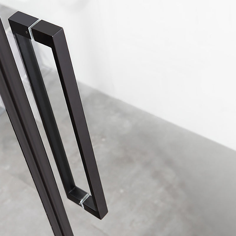 Transparent Diamond Shape Glass Shower Bath Door Metal Black Framed Shower Door