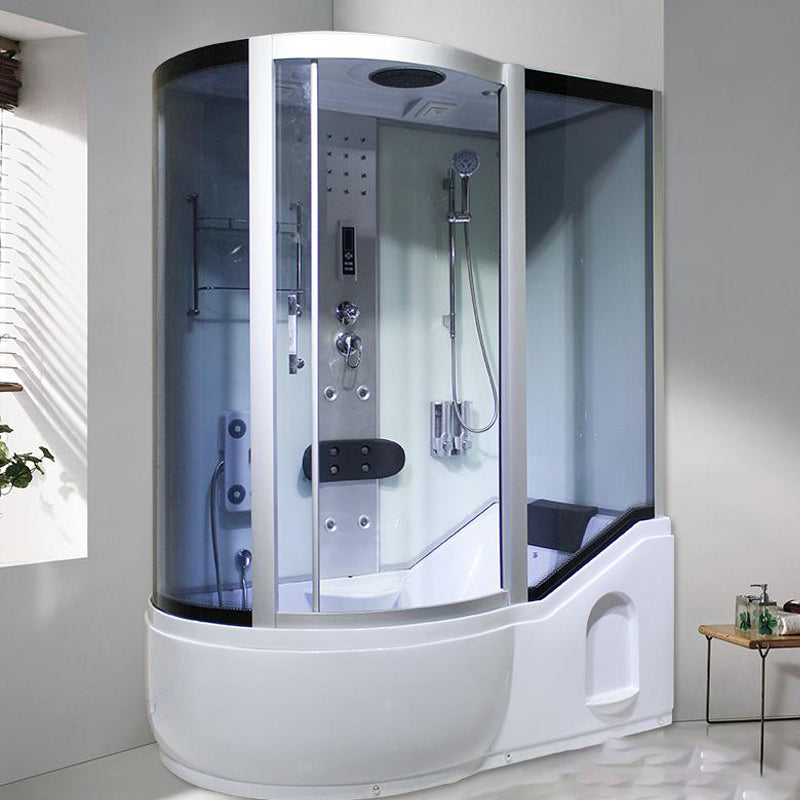 Double Sliding White Shower Kit Tinted Framed Tub & Shower Kit