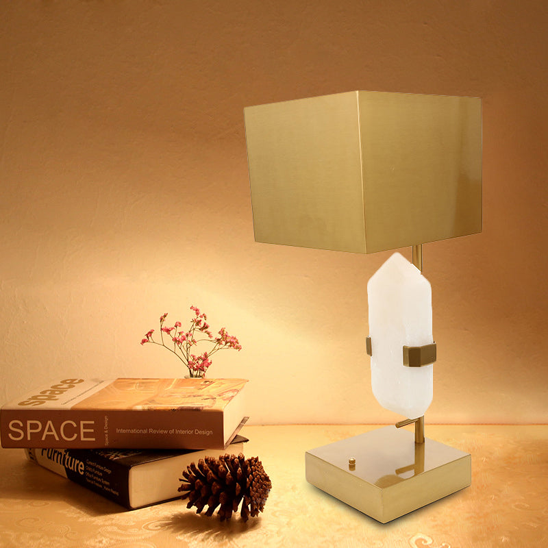 Moderno rettangolo tavolo luce acciaio inossidabile 1 scrivania camera da letto leggera in oro con arredamento a giada geometrica