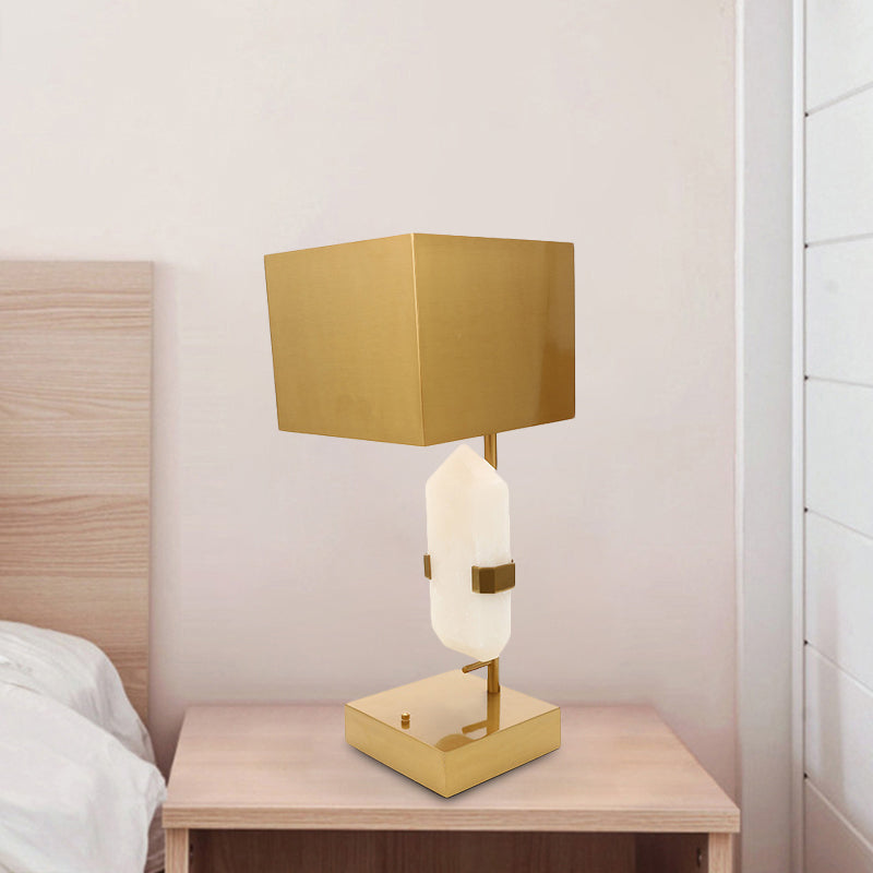 Moderno rettangolo tavolo luce acciaio inossidabile 1 scrivania camera da letto leggera in oro con arredamento a giada geometrica